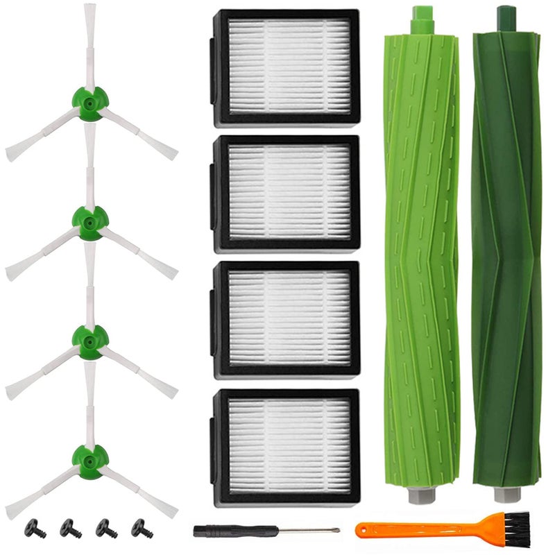 DLD Replacement Accessory Kit for iRobot Roomba i7 i7+/i7 Plus E5 E6 Vacuum Cleaner.Replacement Parts Set (2 Set of Multi-Surface Rubber Brushes,4 Side Brushes,4 Filters,1 Tools) - Image 1